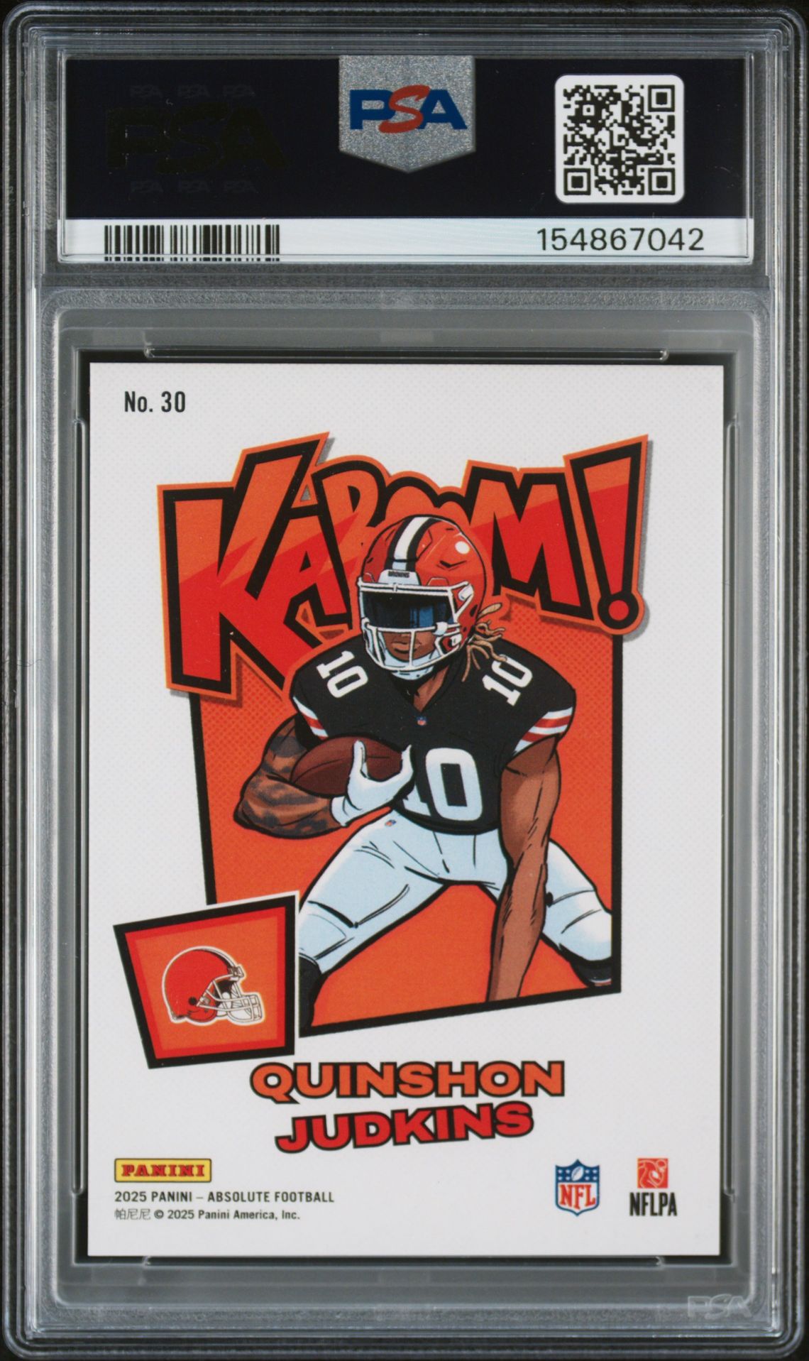 2025 Panini Absolute Kaboom! Horizontal Quinshon Judkins #30 Mint 9 back