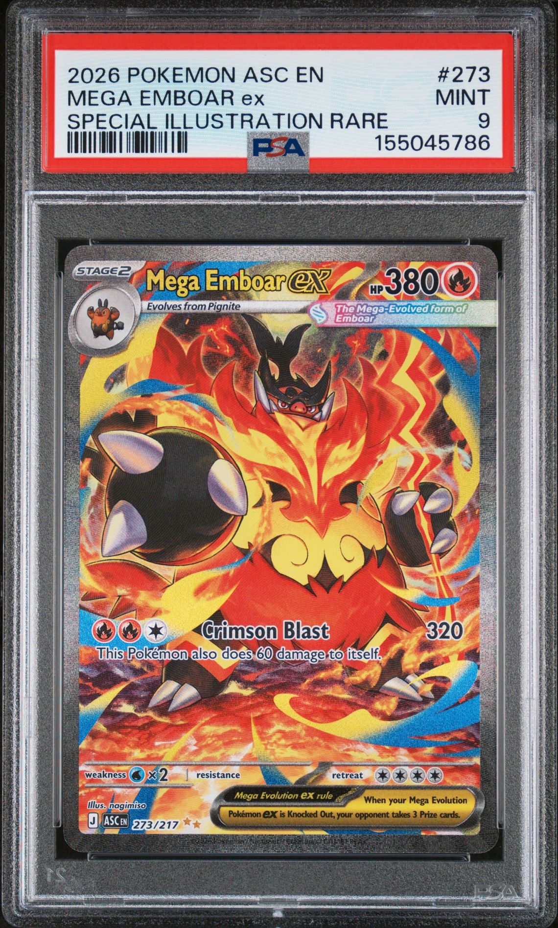 2026 Pokemon POKEMON ASC EN-ASCENDED HEROES SPECIAL ILLUSTRATION RARE #273 Mega Emboar Ex front