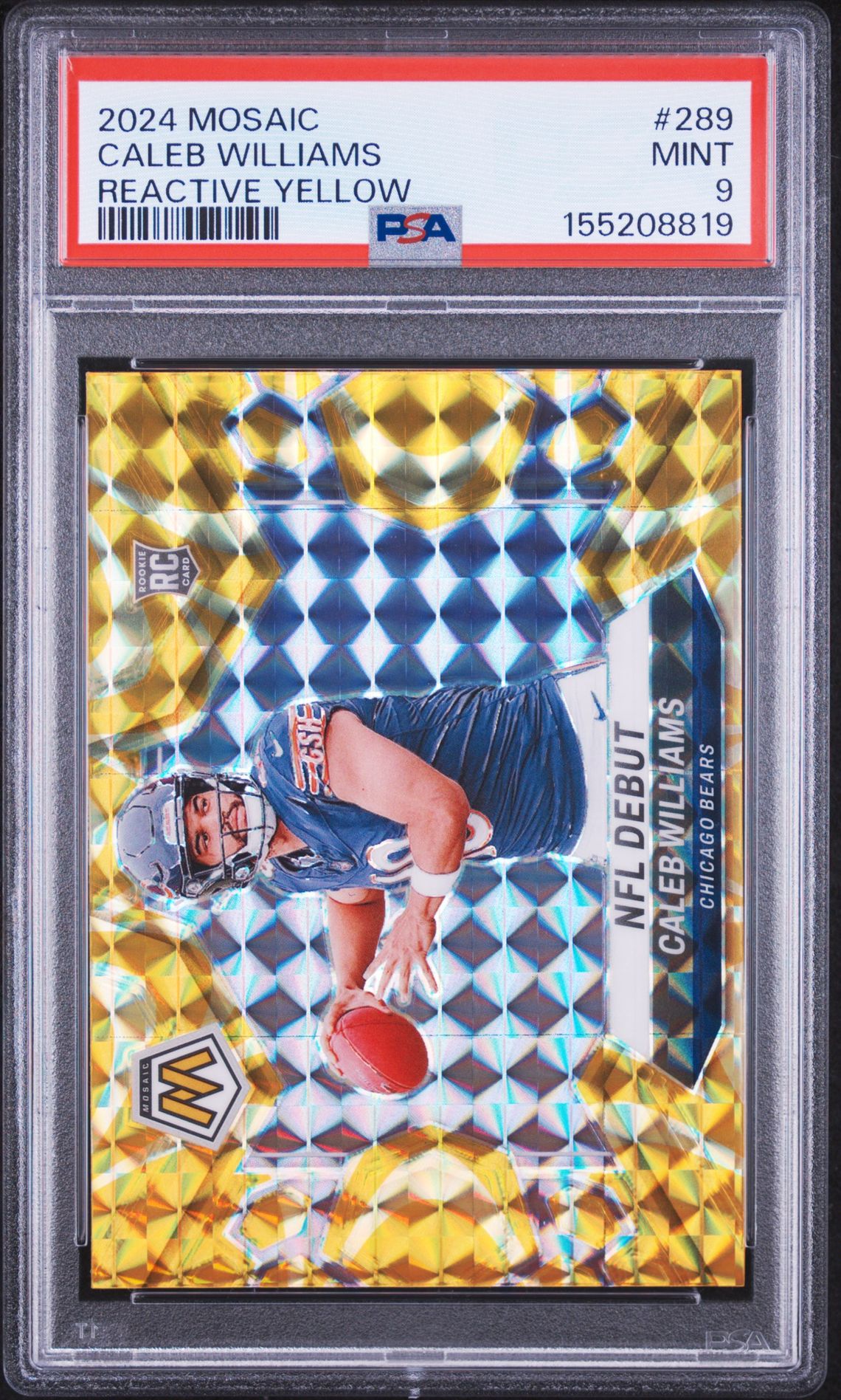 2024 Panini Mosaic Caleb Williams #289 (Reactive Yellow) Mint 9 front