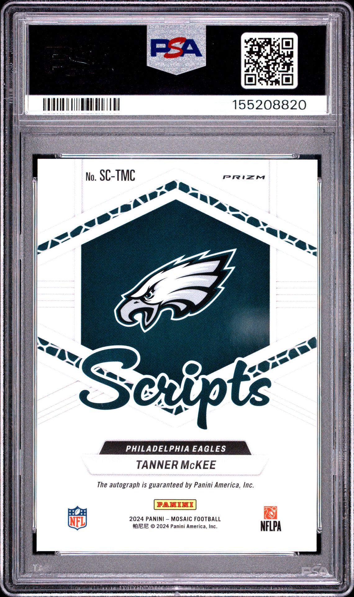 2024 Panini Mosaic Scripts Tanner Mckee #Sctmc Gem Mt 10 back
