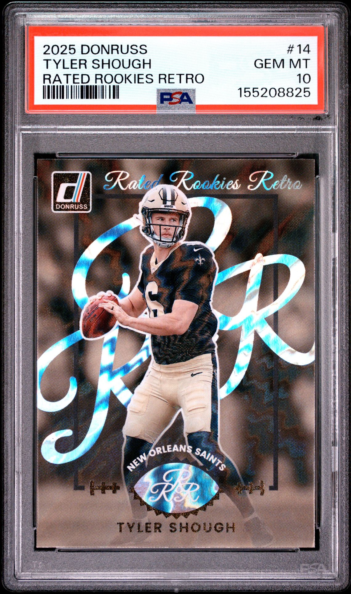 2025 PANINI DONRUSS RATED ROOKIES RETRO TYLER SHOUGH  14 GEM MT 10 front