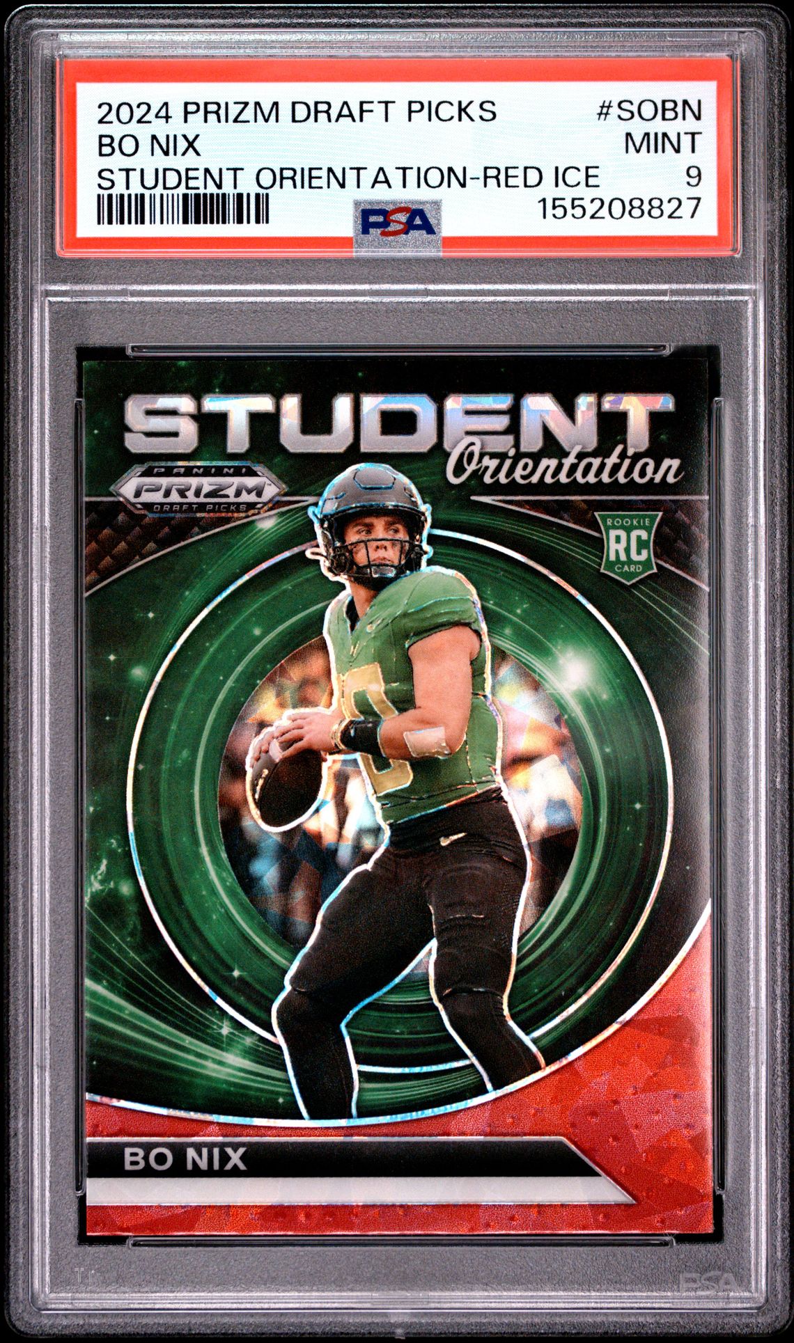 2024 Panini Prizm Draft Picks Student Orientation Bo Nix #Sobn (Student Orientation-Red Ice) Mint 9 front