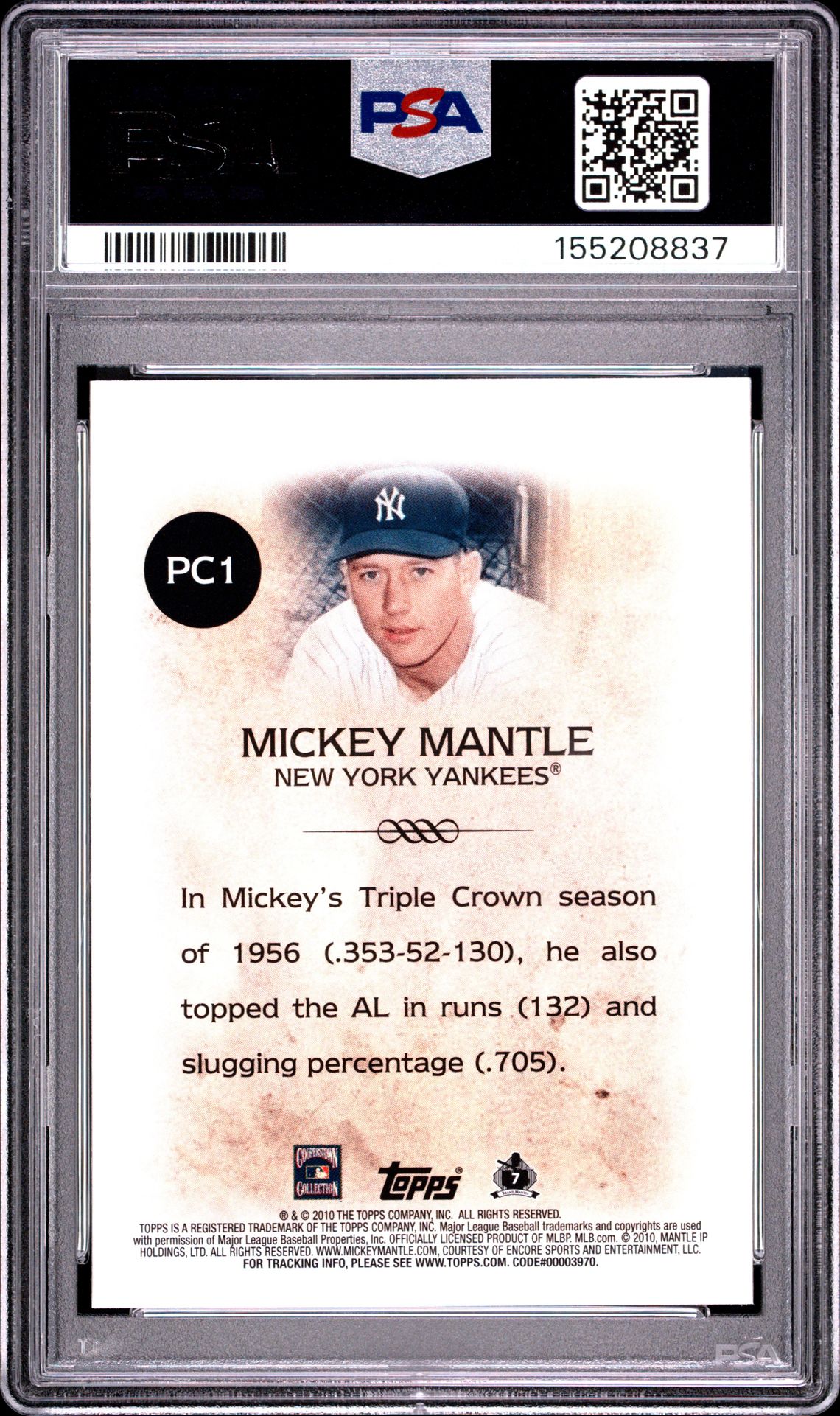 2010 Topps Legends Platinum Chrome Wal Mart Cereal Mickey Mantle #Pc1 (Wal Mart-Platinum) Mint 9 back