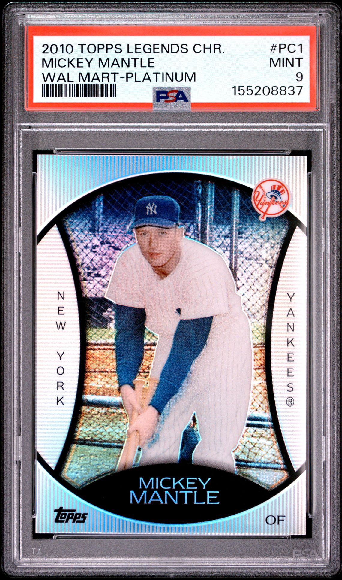 2010 Topps Legends Platinum Chrome Wal Mart Cereal Mickey Mantle #Pc1 (Wal Mart-Platinum) Mint 9 front
