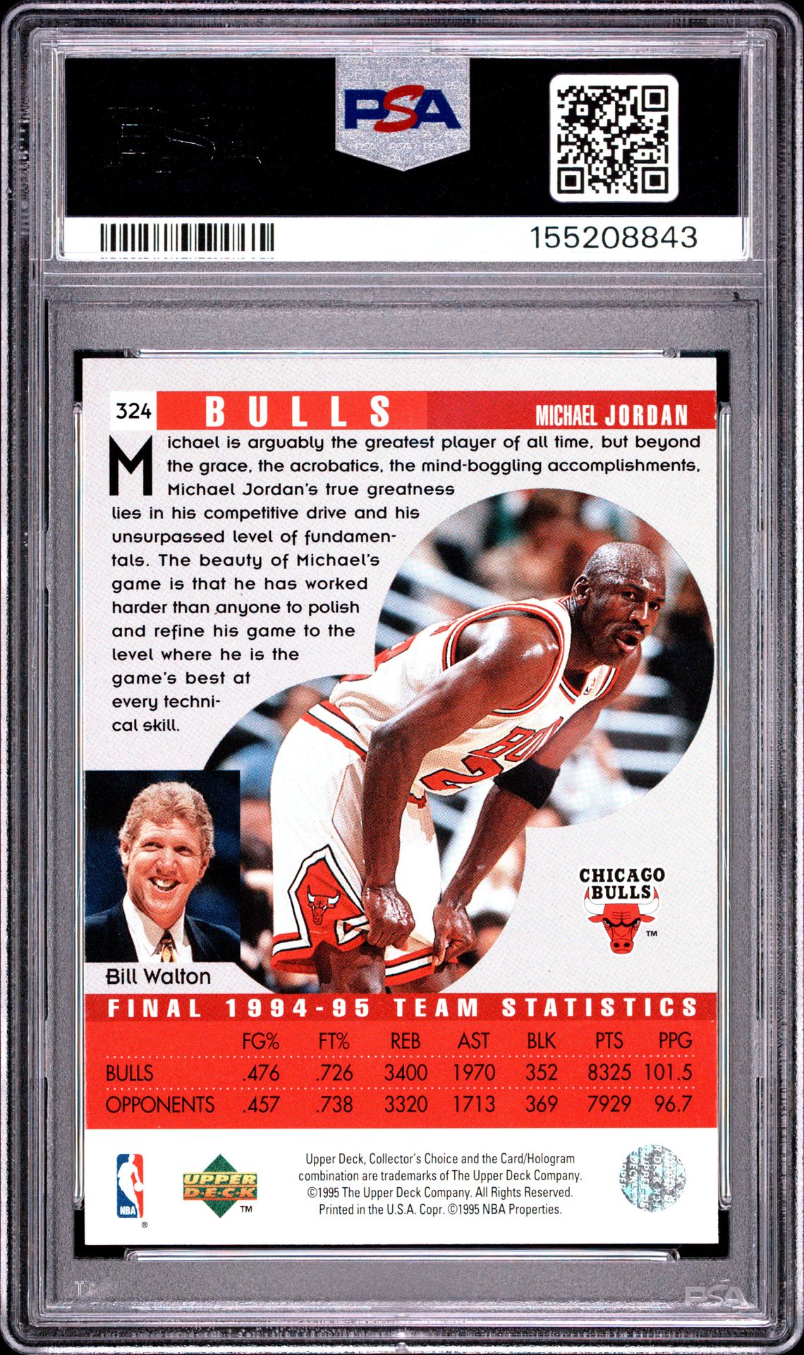 1995 Collector's Choice Michael Jordan #324 (Player's Club) Nm-Mt 8 back