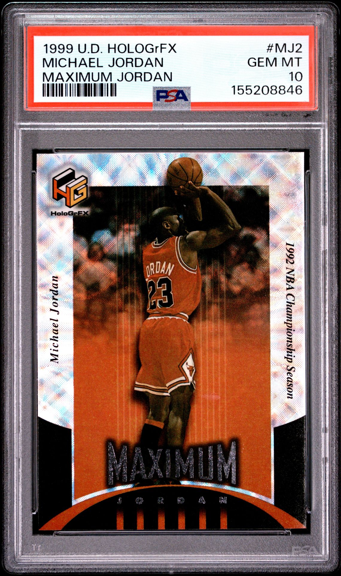 1999 UPPER DECK HOLOGrFX MAXIMUM JORDAN MICHAEL JORDAN MAXIMUM JORDAN MJ2 GEM MT 10 front