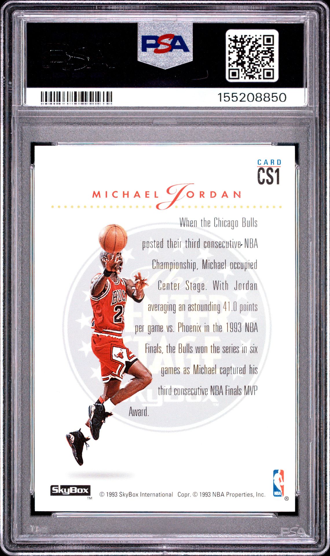 1993 Skybox Premium Center Stage Michael Jordan #Cs1 (Center Stage) Nm 7 back