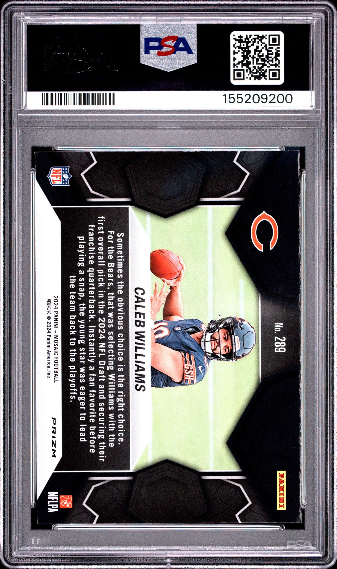 2024 Panini Mosaic Caleb Williams #289 (Camo Pink) Mint 9 back