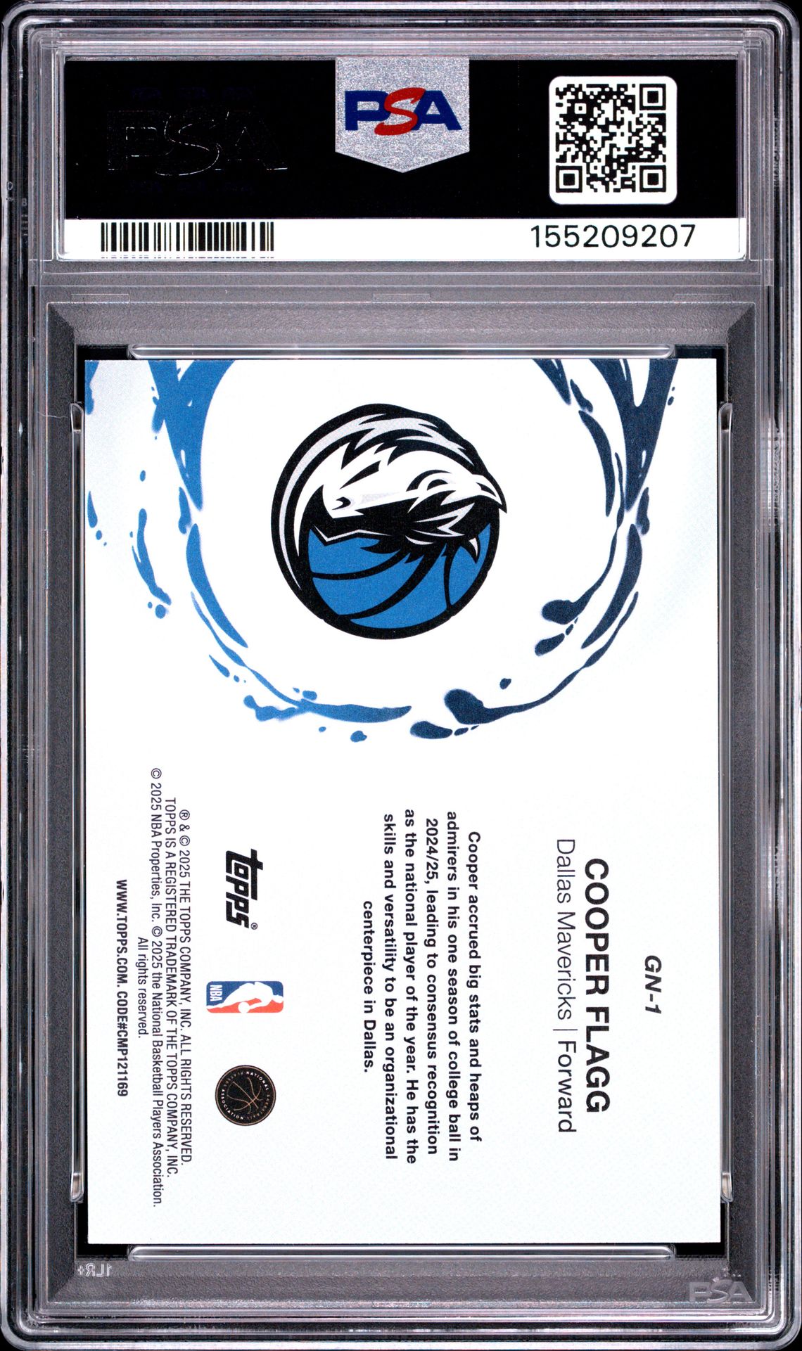 2025 TOPPS GENERATION NOW COOPER FLAGG GENERATION NOW-HOLO FOIL GN-1 GEM MT 10 back