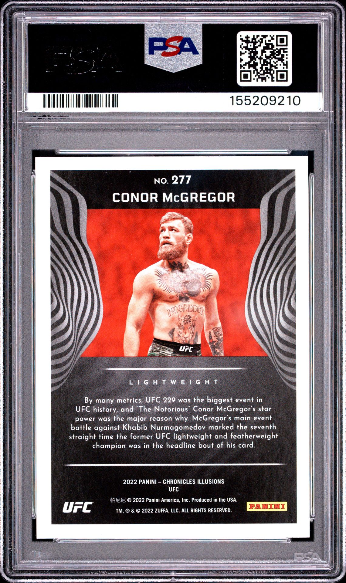 2022 Panini Chronicles Ufc Conor Mcgregor #277 Mint 9 back