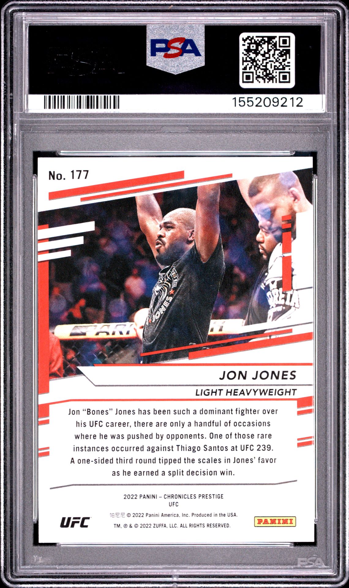 2022 Panini Chronicles Ufc Jon Jones #177 Nm-Mt 8 back