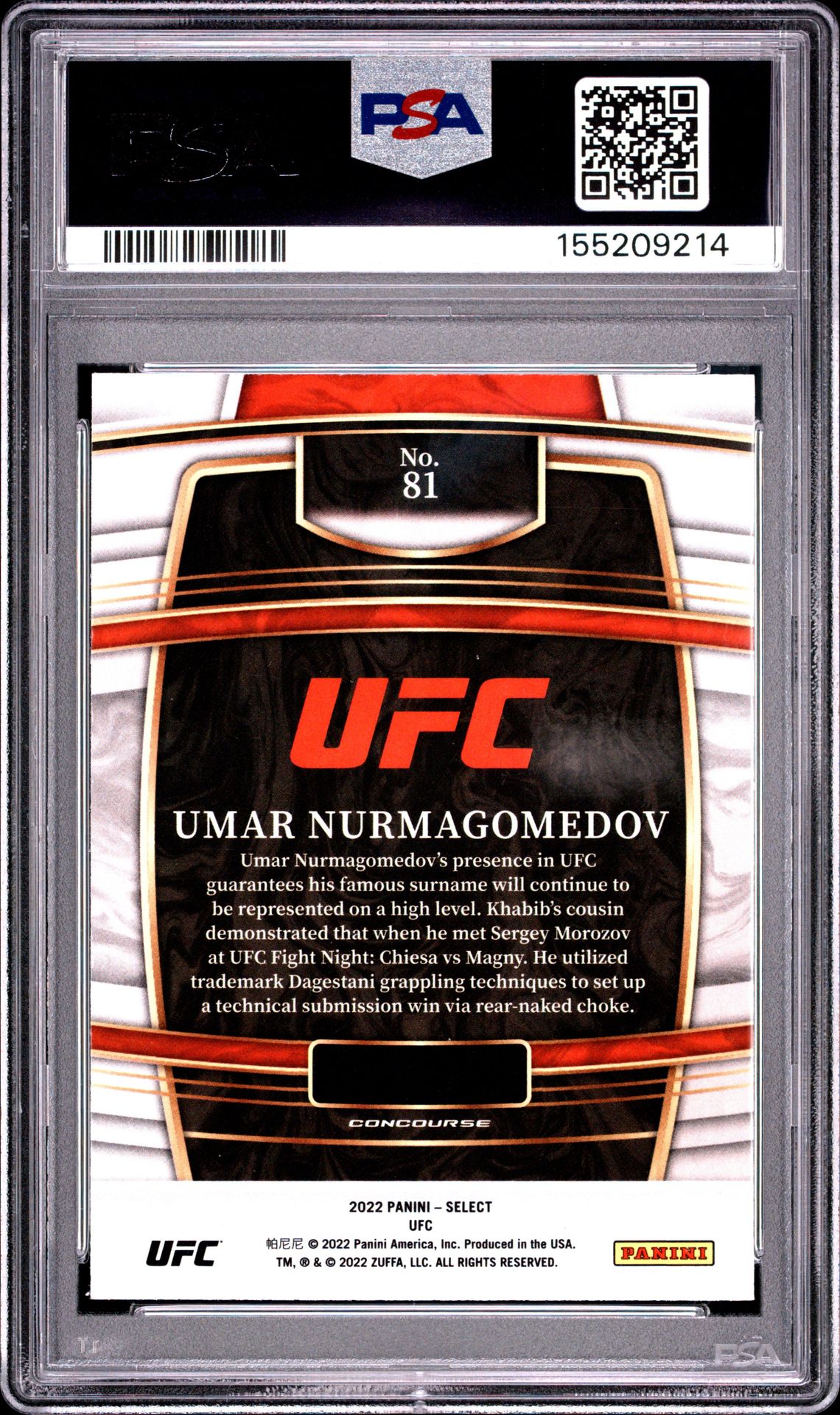 2022 Panini Select Ufc Umar Nurmagomedov #81 Nm-Mt 8 back