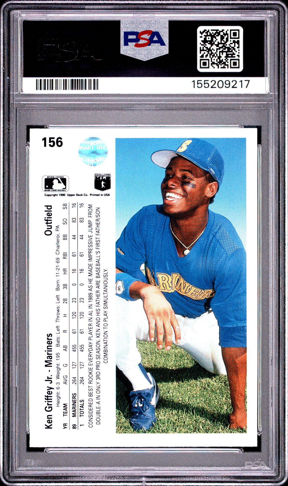 1990 Upper Deck Ken Griffey Jr. #156 Mint 9 back