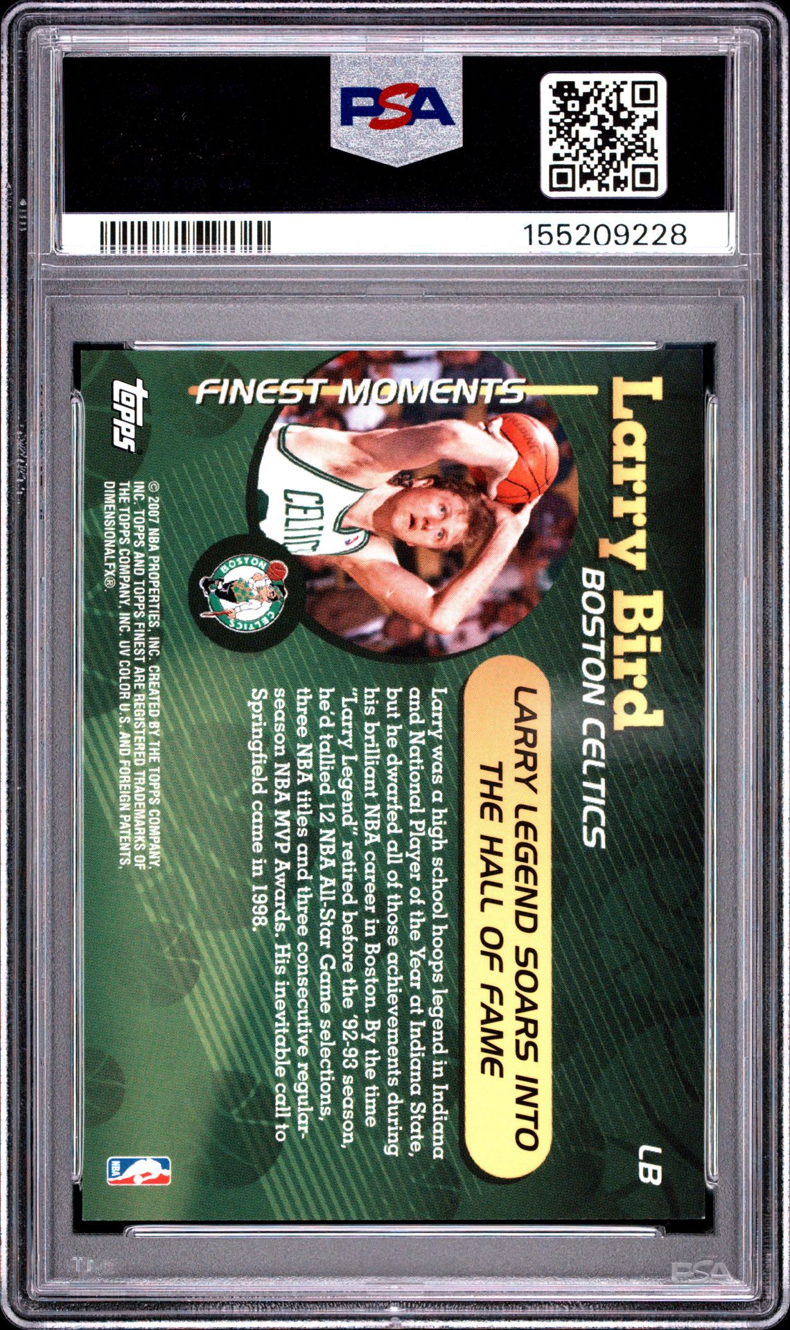 2006 Finest Moments Larry Bird #Lb (Refractor) Mint 9 back