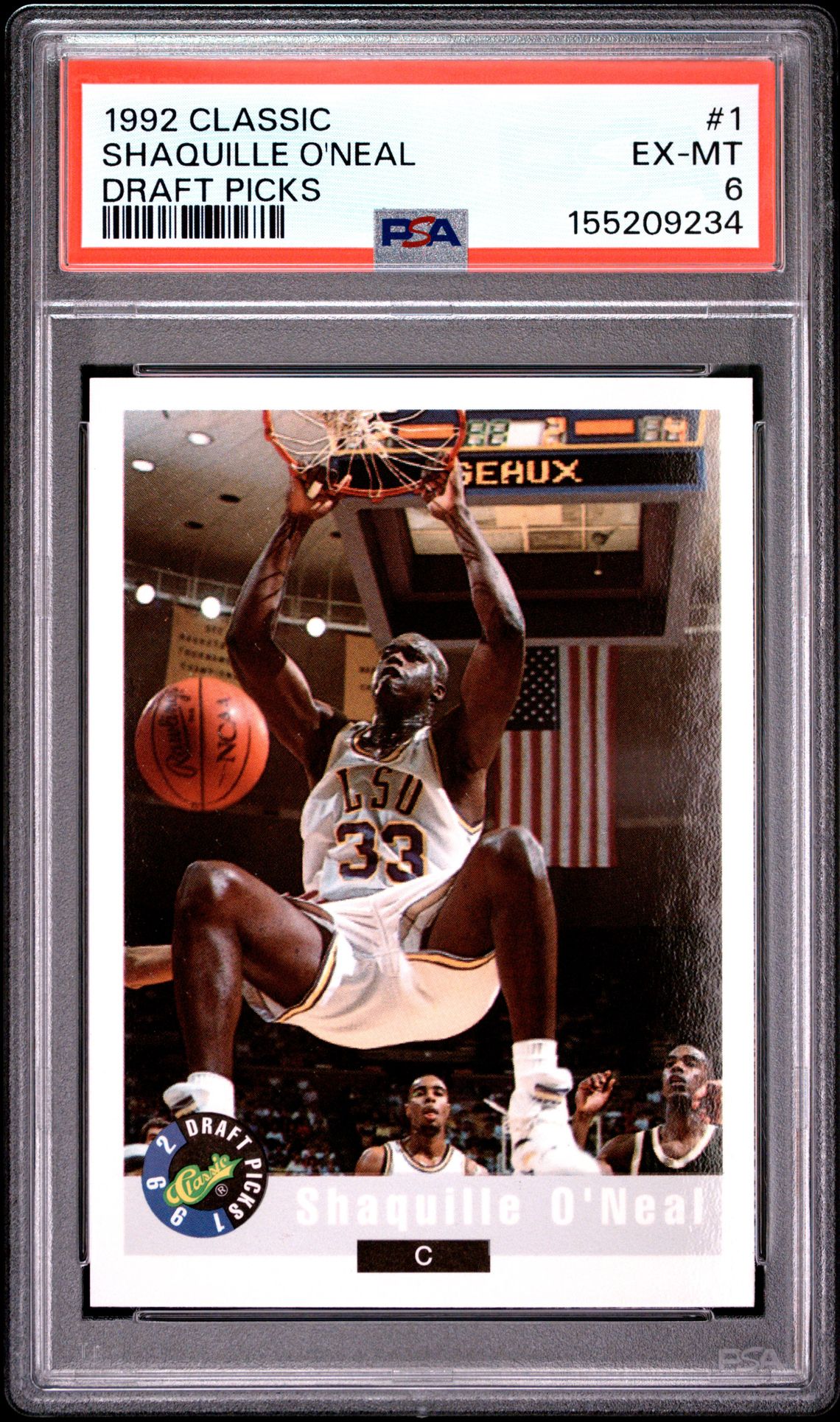 1992 Classic Draft Picks Shaquille O'neal #1 (Draft Picks) Ex-Mt 6 front