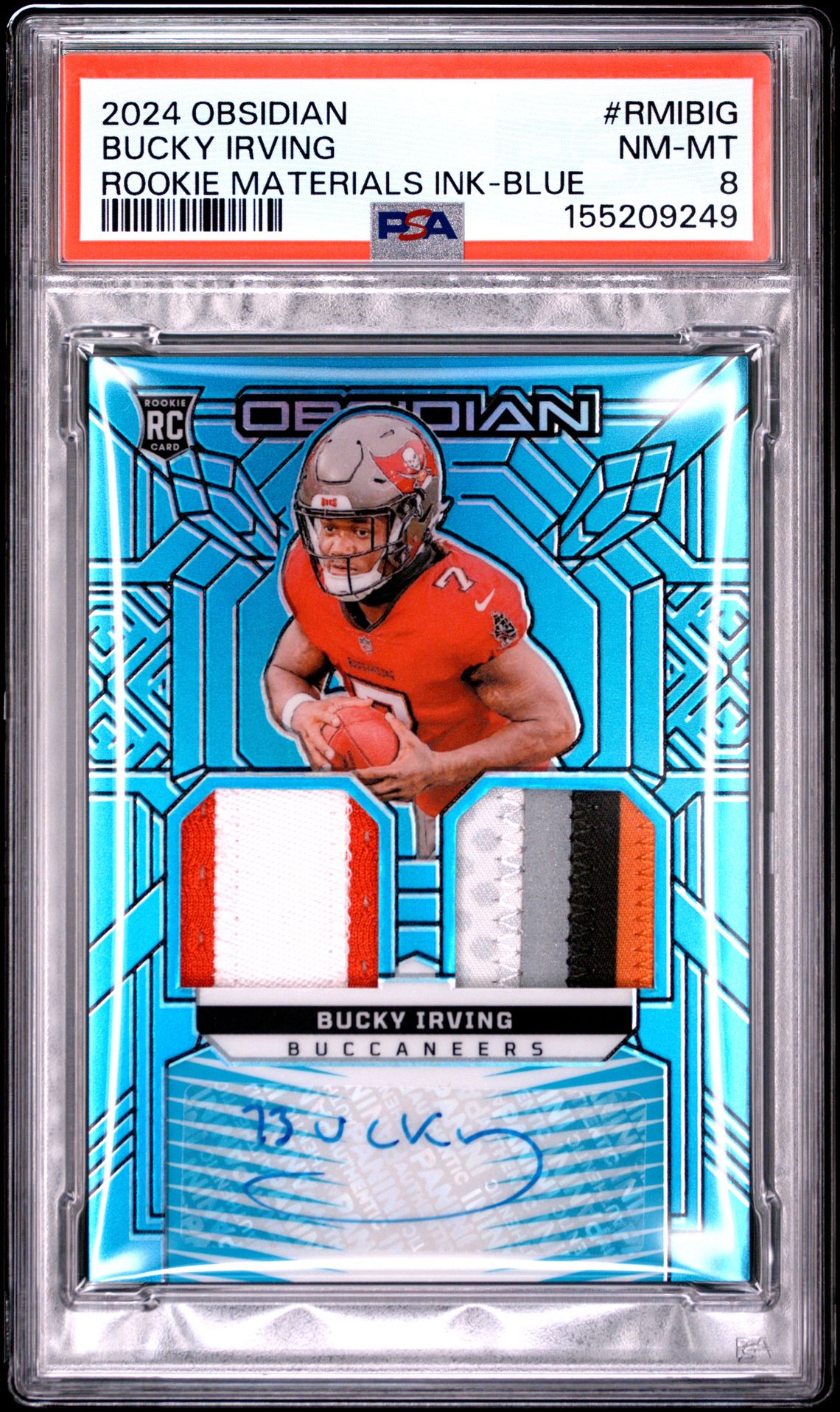 2024 Panini Obsidian Rookie Materials Ink Bucky Irving #Rmibig (Rookie Materials Ink-Blue) Nm-Mt 8 front