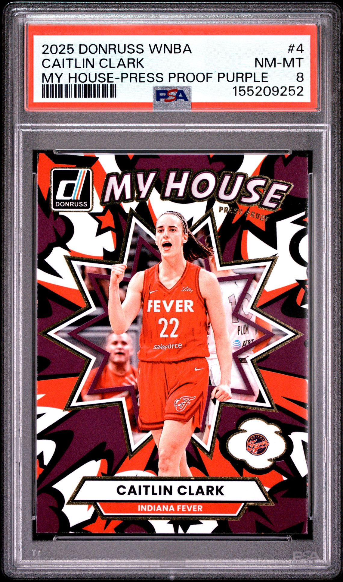 2025 Panini Donruss Wnba My House Caitlin Clark #4 (My House-Press Proof Purple) Nm-Mt 8 front