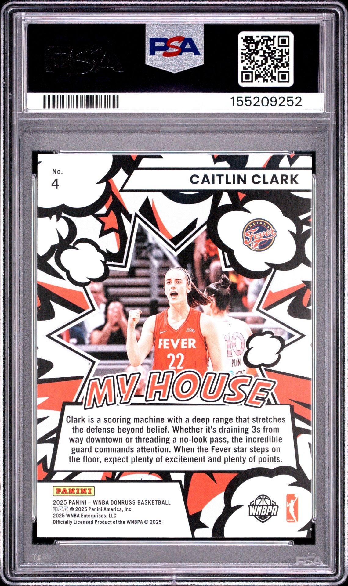 2025 Panini Donruss Wnba My House Caitlin Clark #4 (My House-Press Proof Purple) Nm-Mt 8 back