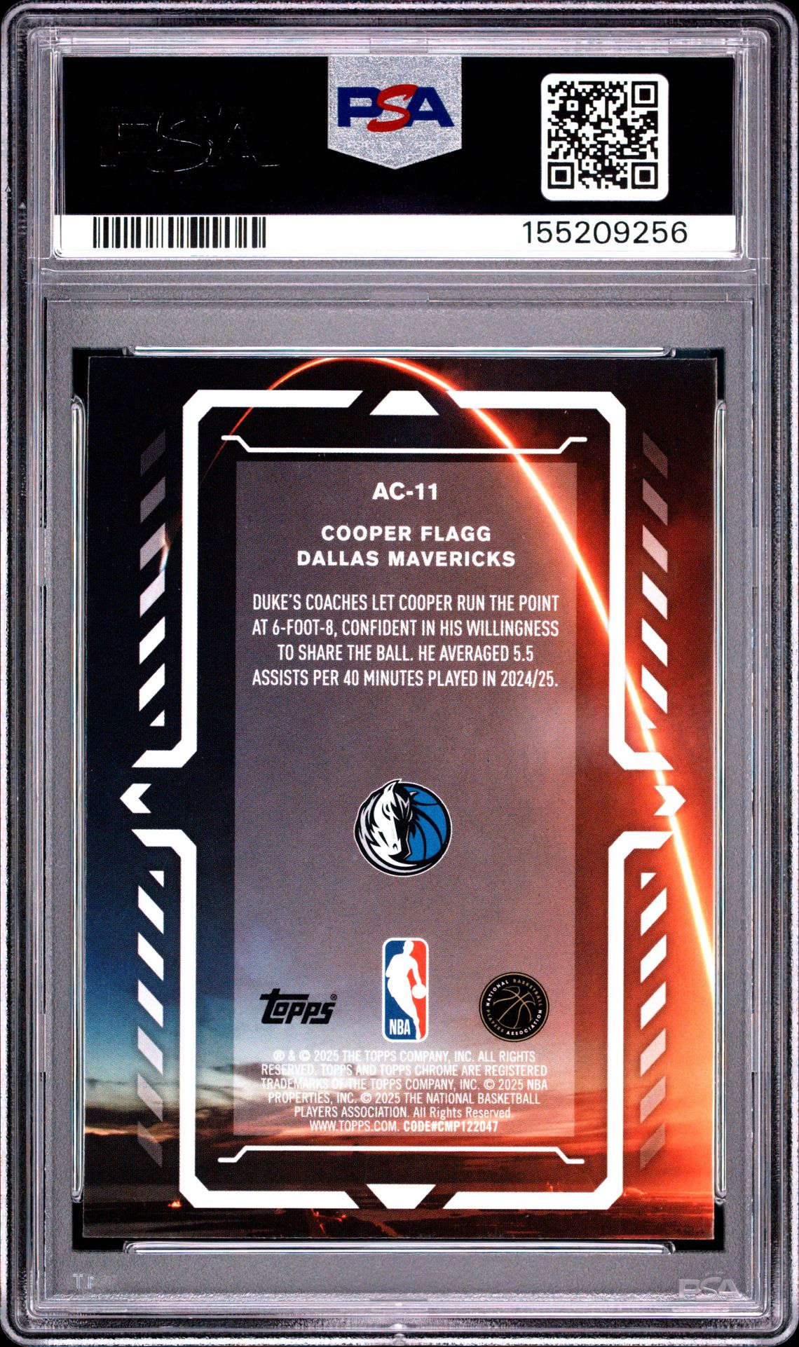 2025 Topps Chrome Activators Cooper Flagg #Ac-11 (Activators-Raywave) Mint 9 back