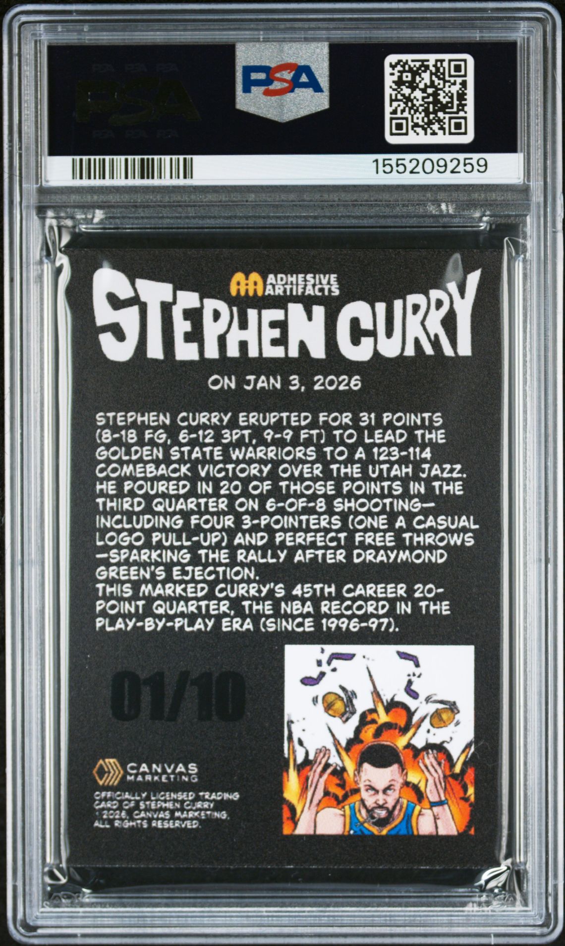 2025 Canvas Marketing Adhesive Artifacts Luckymong "To Be Continued..." Season 2 Stephen Curry (Tbc S2-Explsve Scorer-G/G) Nm 7 back