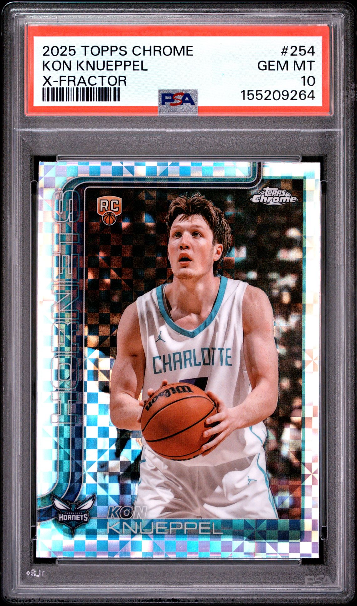 2025 Topps Chrome Kon Knueppel #254 (X-Fractor) Gem Mt 10 front view - PSA graded GEM MT 10
