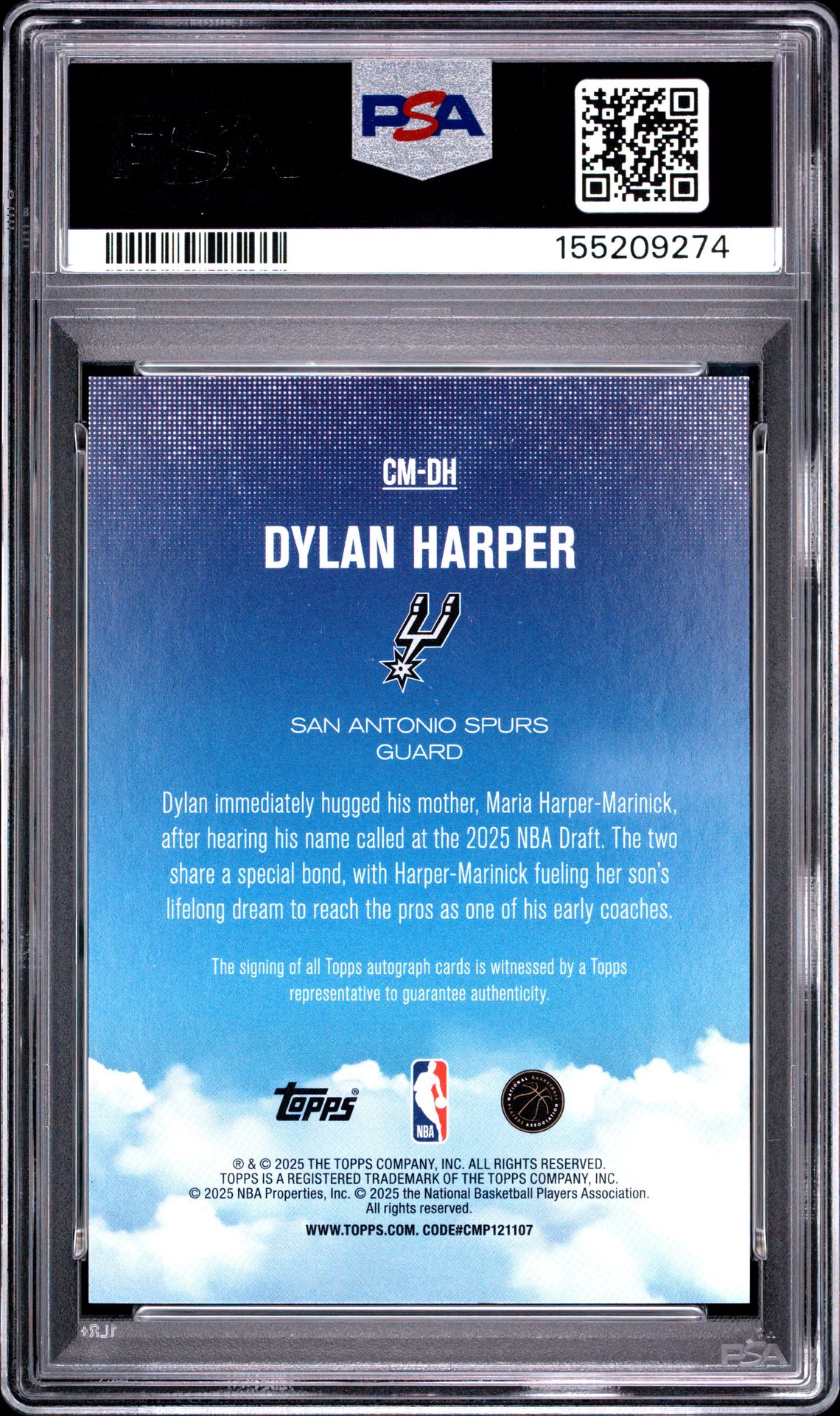 2025 Topps Contemporary Marks Dylan Harper #Cm-Dh (Contemp Marks-Rnbw Flbrd) Mint 9 back