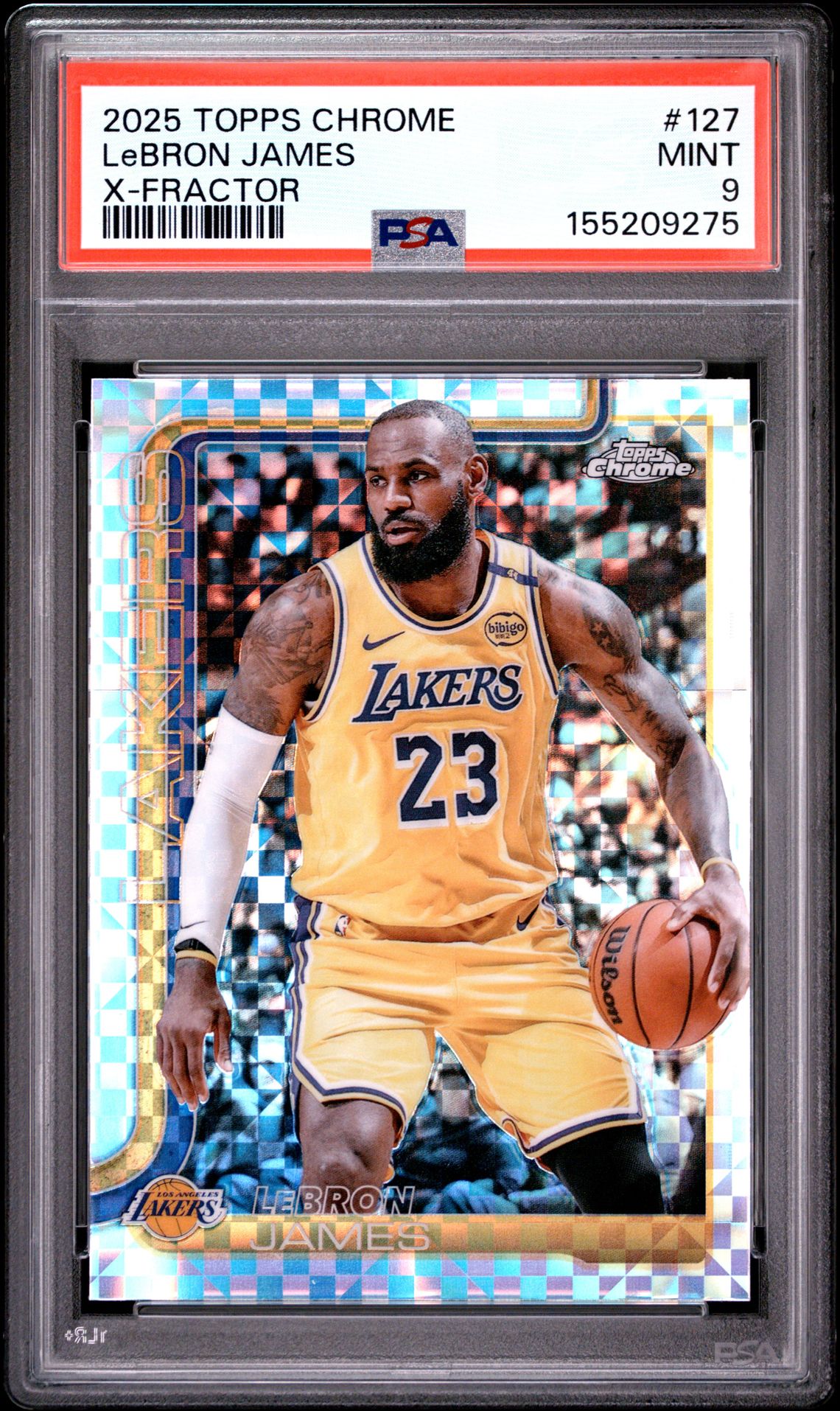 2025 Topps Chrome Lebron James #127 (X-Fractor) Mint 9 front