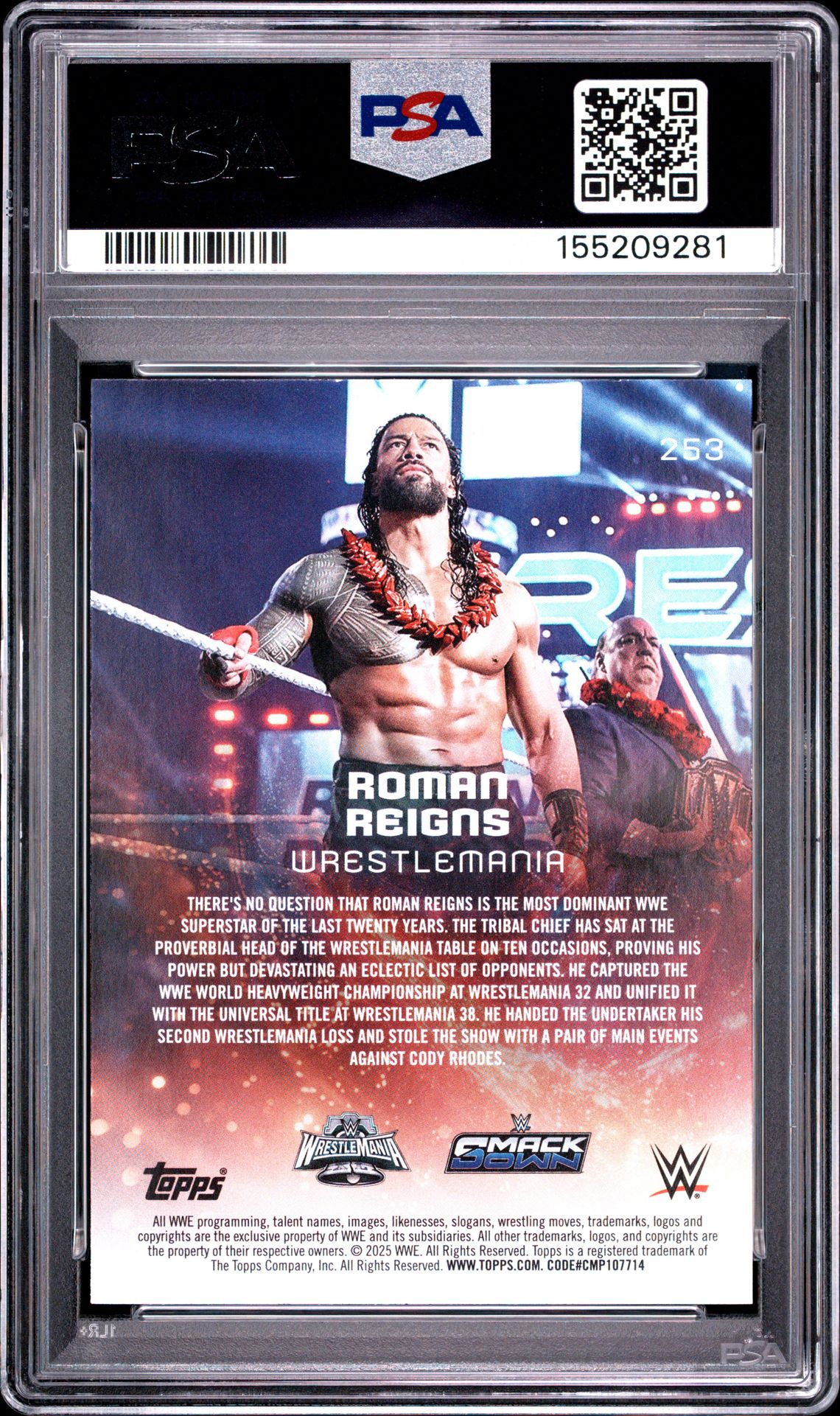 2025 Topps Universe Wwe Roman Reigns #253 (Purple Glass) Nm-Mt 8 back