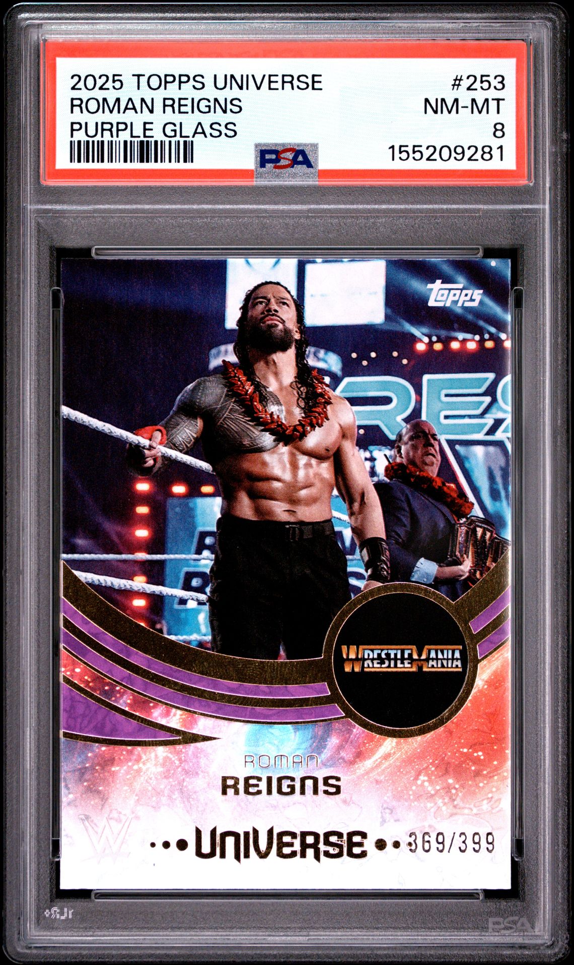 2025 Topps Universe Wwe Roman Reigns #253 (Purple Glass) Nm-Mt 8 front
