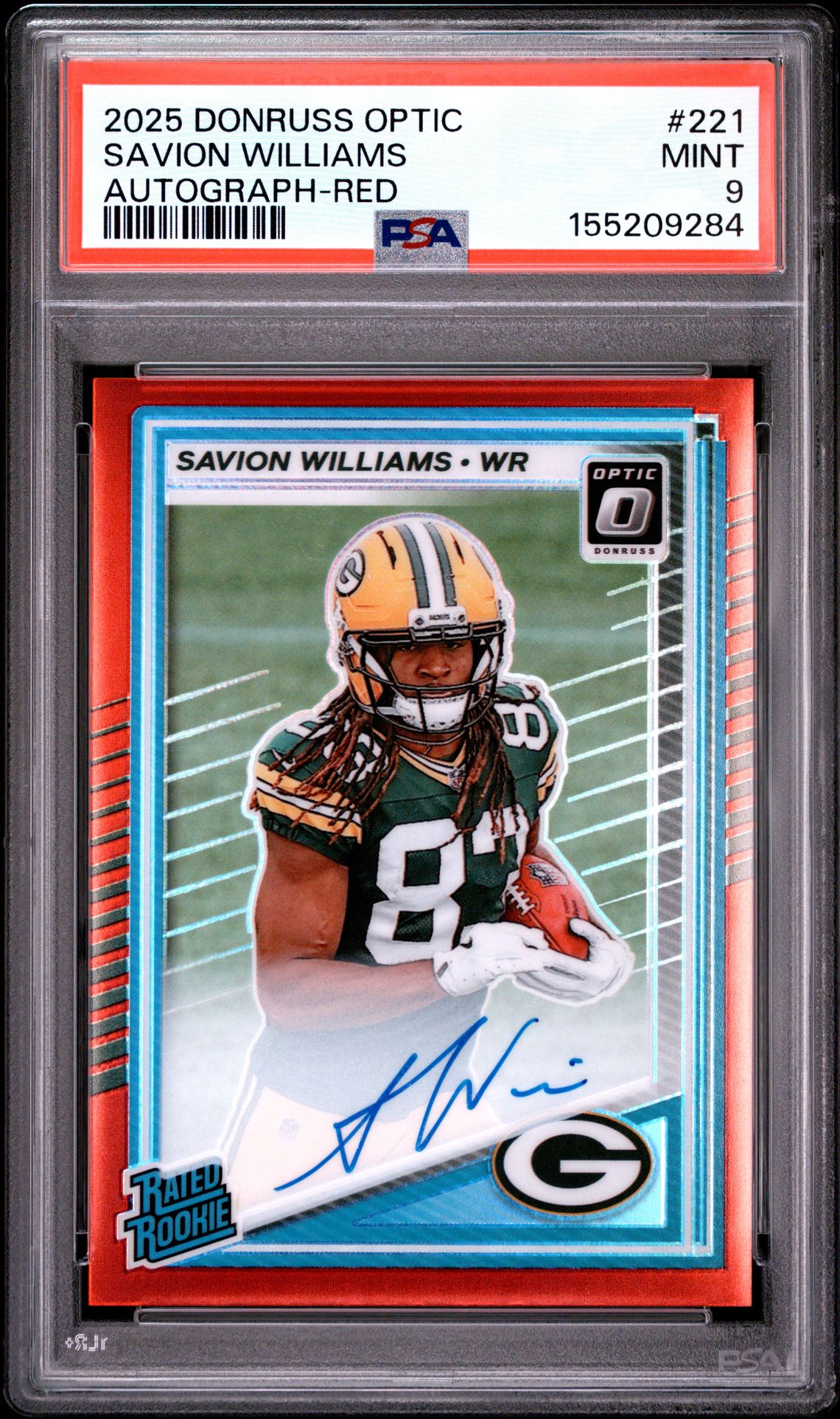 2025 Panini Donruss Optic Savion Williams #221 (Autograph-Red) Mint 9 front