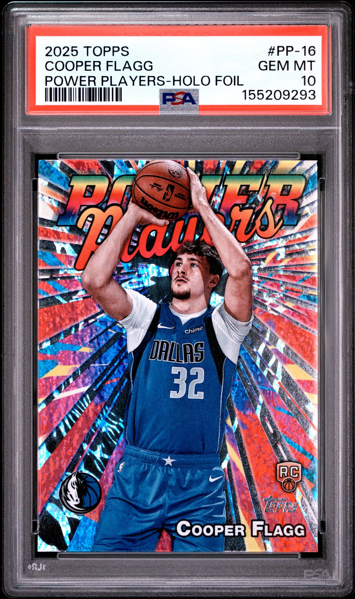 2025 Topps Power Players Cooper Flagg #Pp-16 (Power Players-Holo Foil) Gem Mt 10 front view - PSA graded GEM MT 10