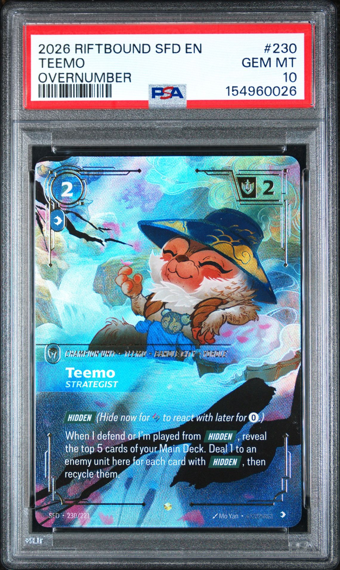 2026 Riftbound: League Of Legends Sfd-Spiritforged Teemo #230 (Overnumber) Gem Mt 10 front view - PSA graded GEM MT 10