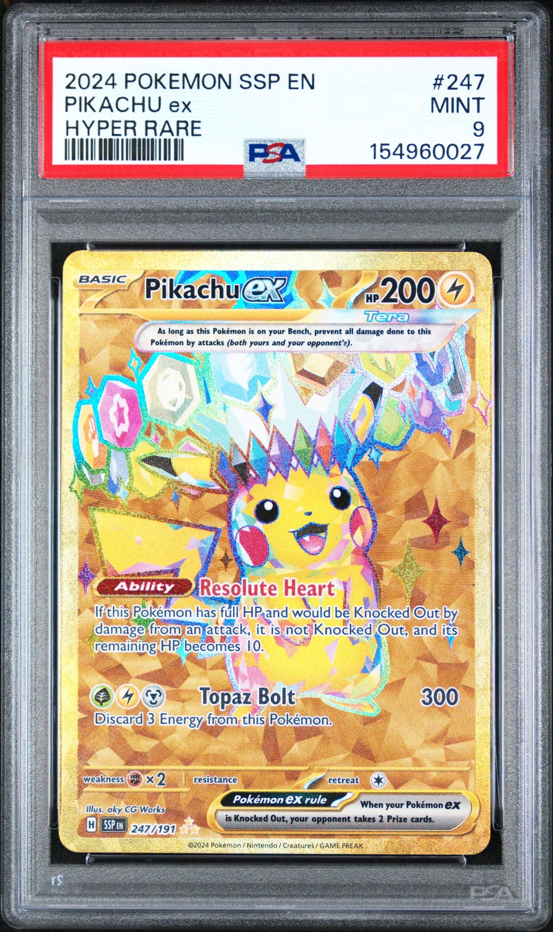 2024 Pokemon Ssp En-Surging Sparks Pikachu Ex #247 (Hyper Rare) Mint 9 front