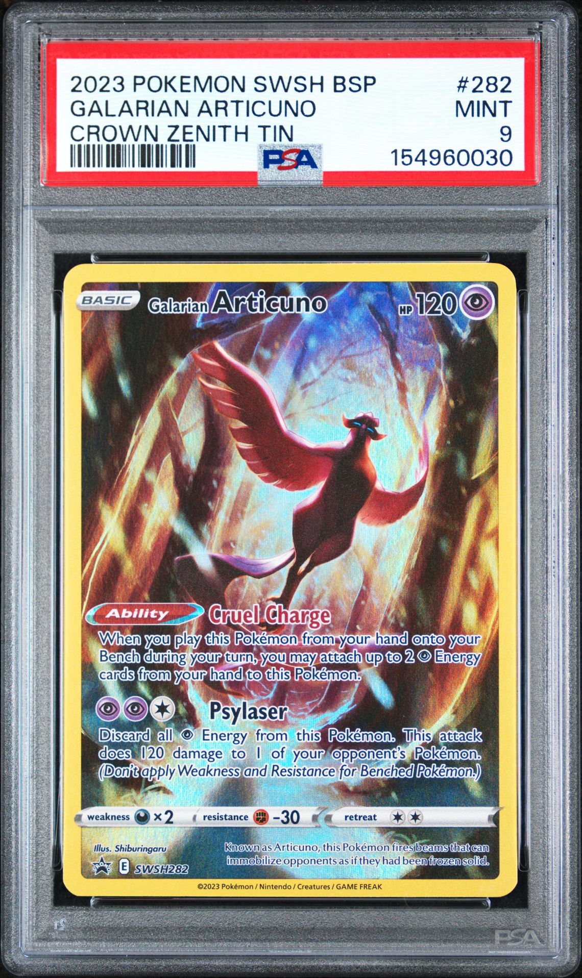 2023 Pokemon Swsh Black Star Promo Galarian Articuno #282 (Crown Zenith Tin) Mint 9 front