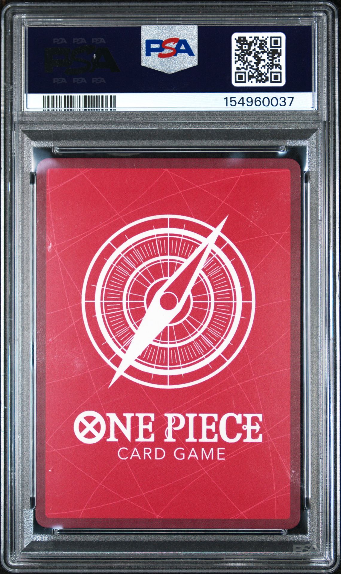 2025 One Piece Op11-A Fist Of Divine Speed Monkey D. Luffy #040 (Alternate Art) Gem Mt 10 back view - PSA certificate #154960037