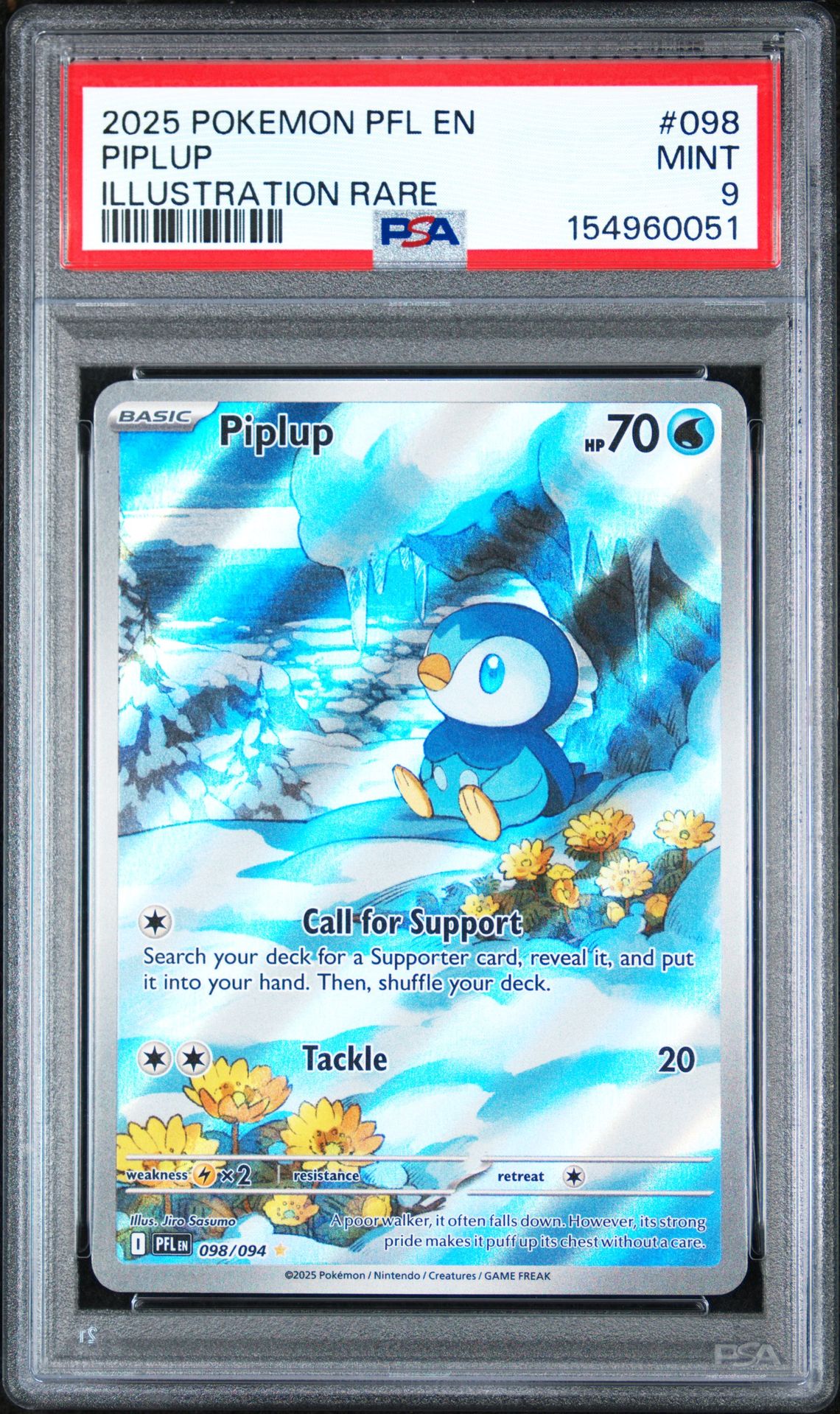 2025 Pokemon Pfl En-Phantasmal Flames Piplup #098 (Illustration Rare) Mint 9 front