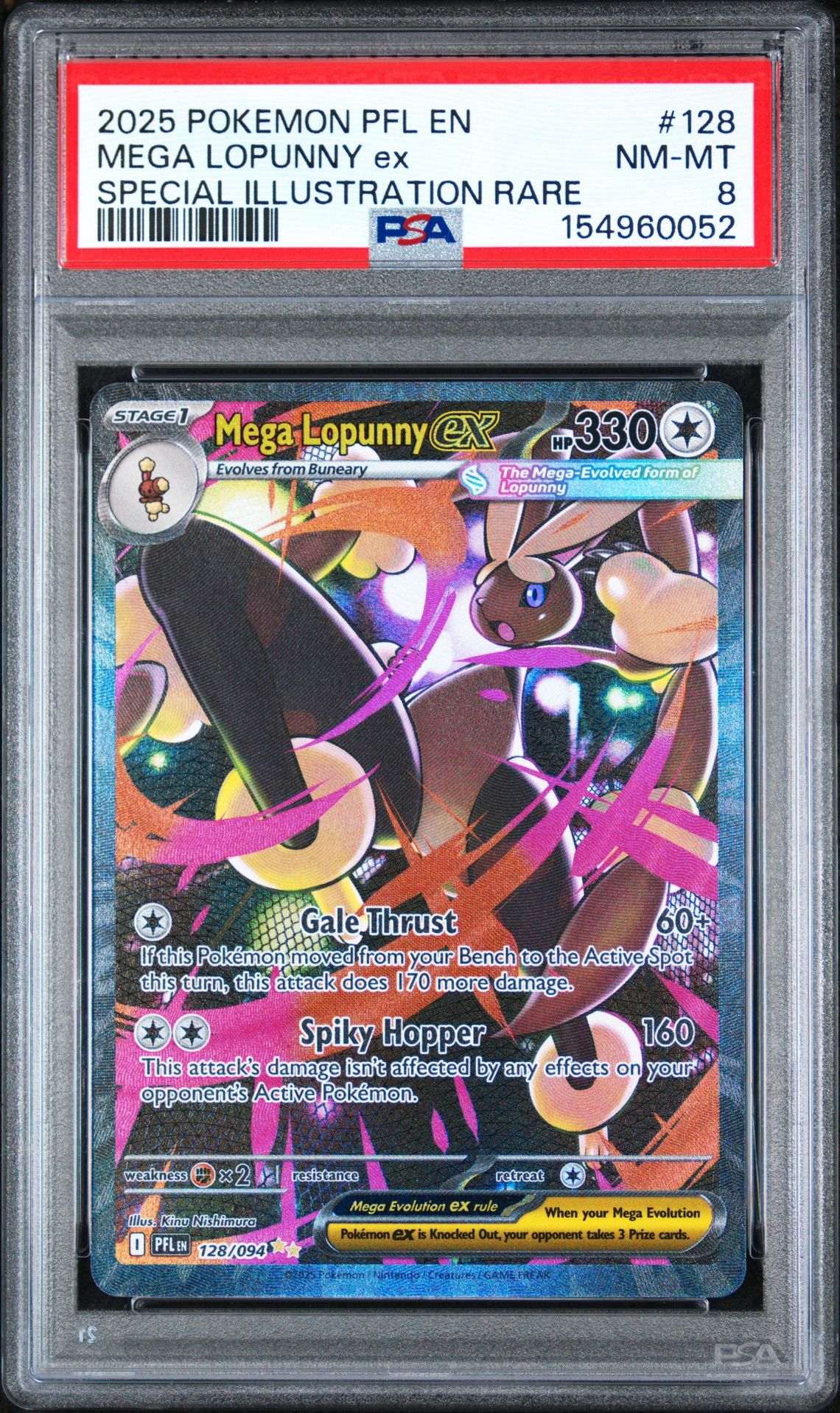 2025 Pokemon Pfl En-Phantasmal Flames Mega Lopunny Ex #128 (Special Illustration Rare) Nm-Mt 8 front