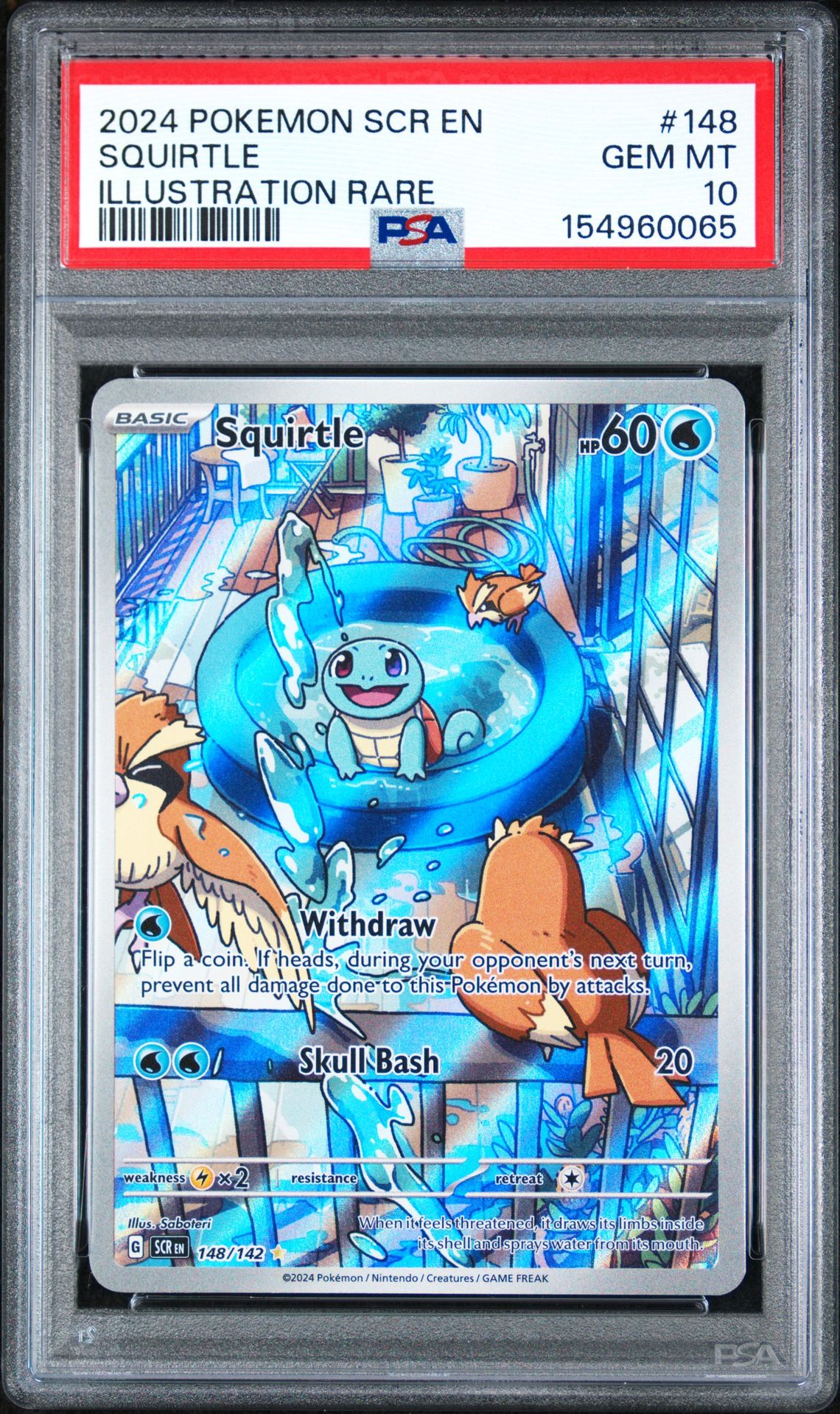 2024 POKEMON SCR EN-STELLAR CROWN SQUIRTLE ILLUSTRATION RARE 148 GEM MT 10 front