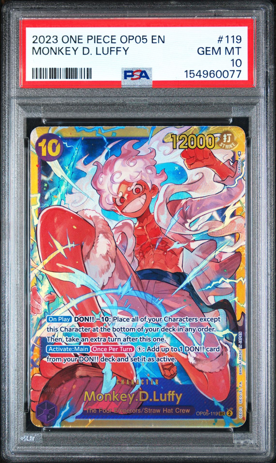 2023 One Piece Op05-Awakening Of The New Era Monkey D. Luffy #119 Gem Mt 10 front view - PSA graded GEM MT 10