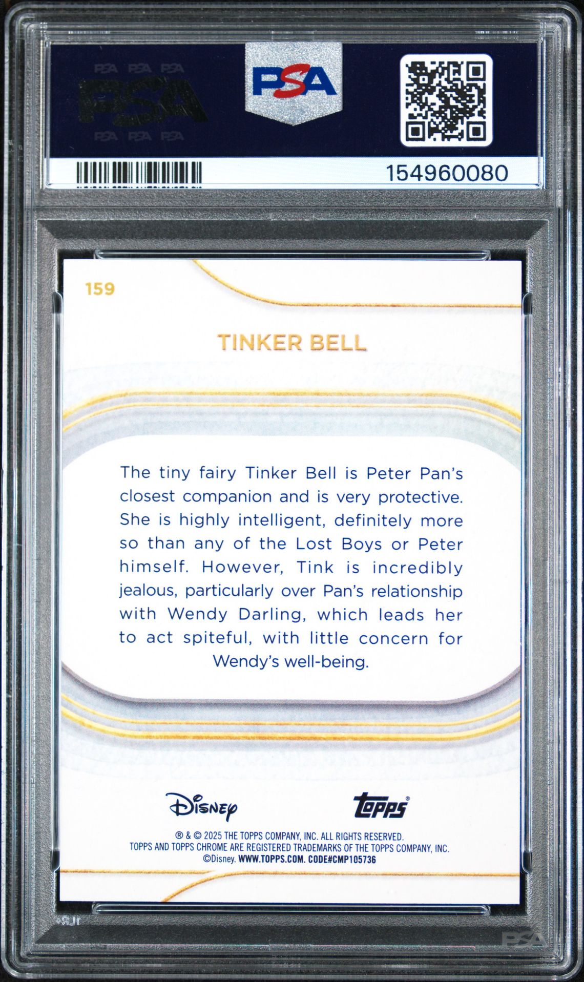2025 Topps Chrome Disney Sapphire Edition Tinker Bell #159 (Black) Mint 9 back