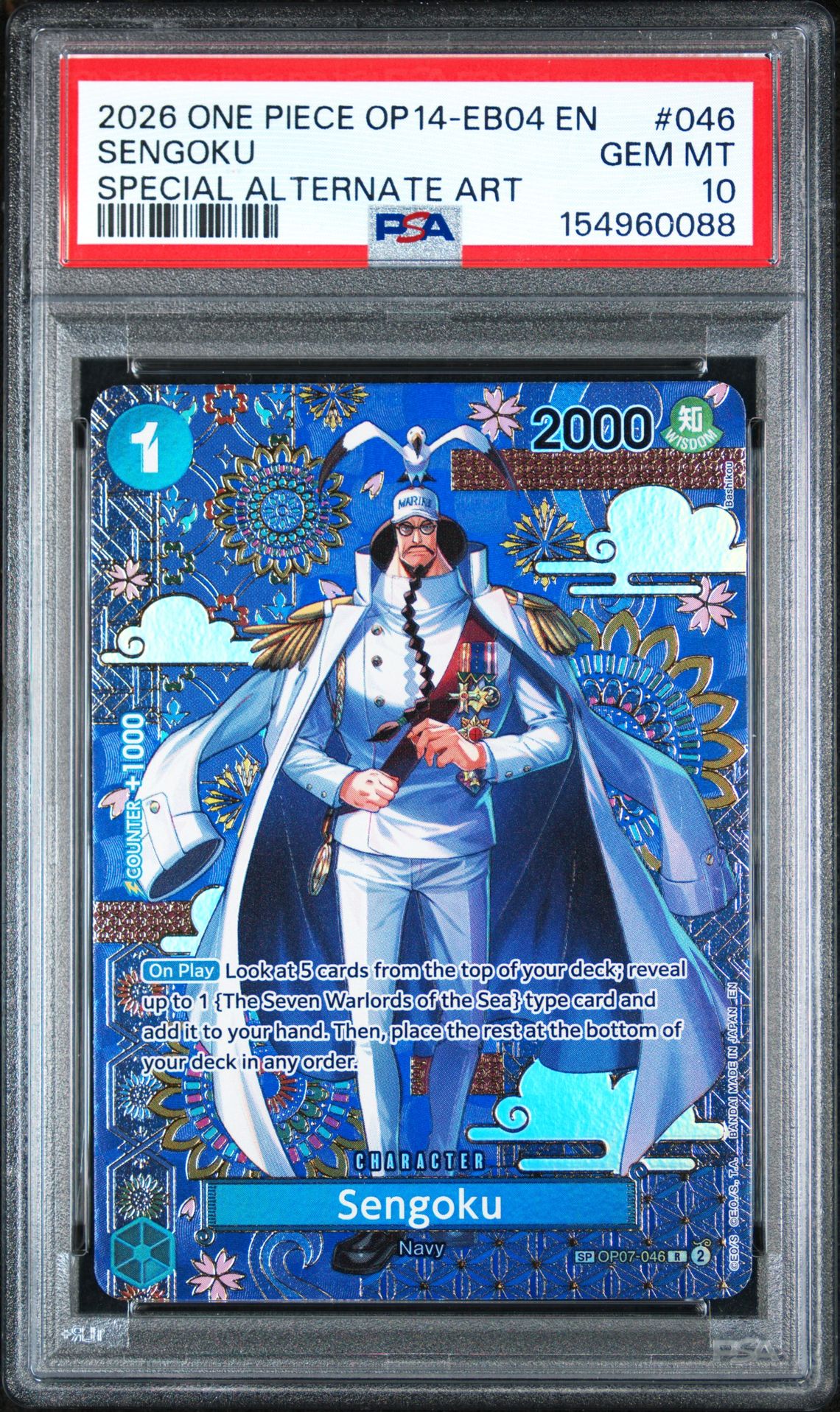 2026 One Piece Op14-Eb04-The Azure Sea's Seven Sengoku #046 (Special Alternate Art) Gem Mt 10 front view - PSA graded GEM MT 10