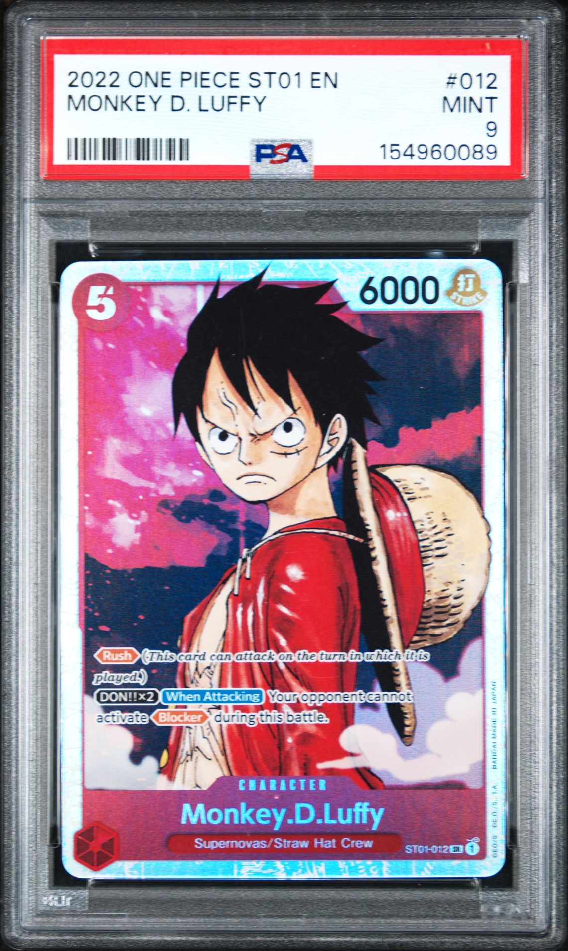 2022 One Piece Starter Deck St01-Straw Hat Crew Monkey D. Luffy #012 Mint 9 front