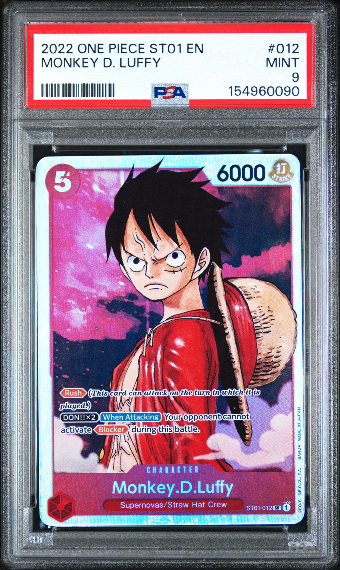 2022 One Piece Starter Deck St01-Straw Hat Crew Monkey D. Luffy #012 Mint 9 front