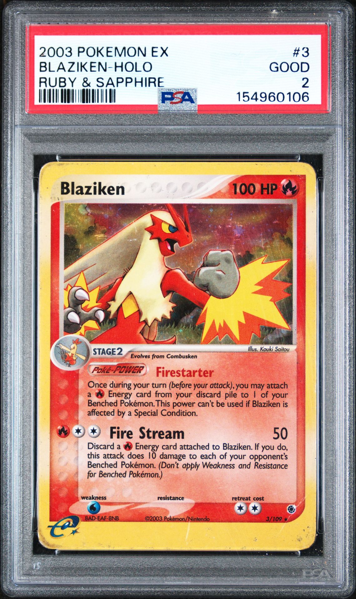 2003 Pokemon Ex Ruby & Sapphire Blaziken-Holo #3 (Ruby & Sapphire) Good 2 front