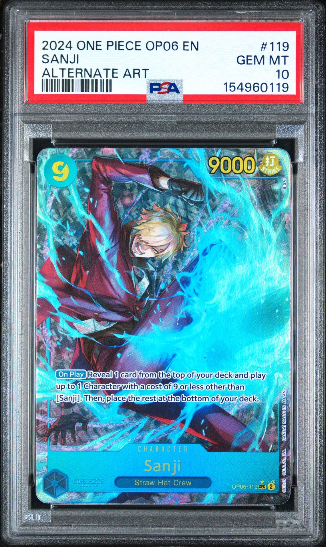 2024 One Piece Op06-Wings Of The Captain Sanji #119 (Alternate Art) Gem Mt 10 front