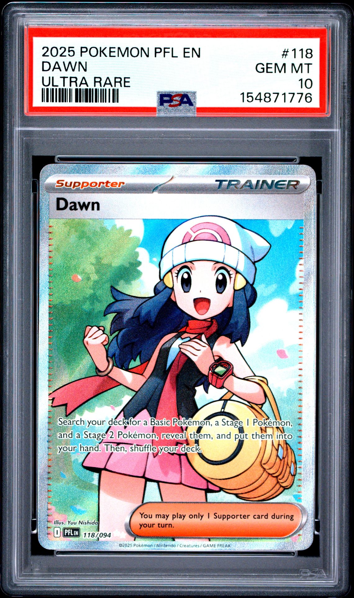 2025 POKEMON PFL EN-PHANTASMAL FLAMES DAWN ULTRA RARE 118 GEM MT 10 front