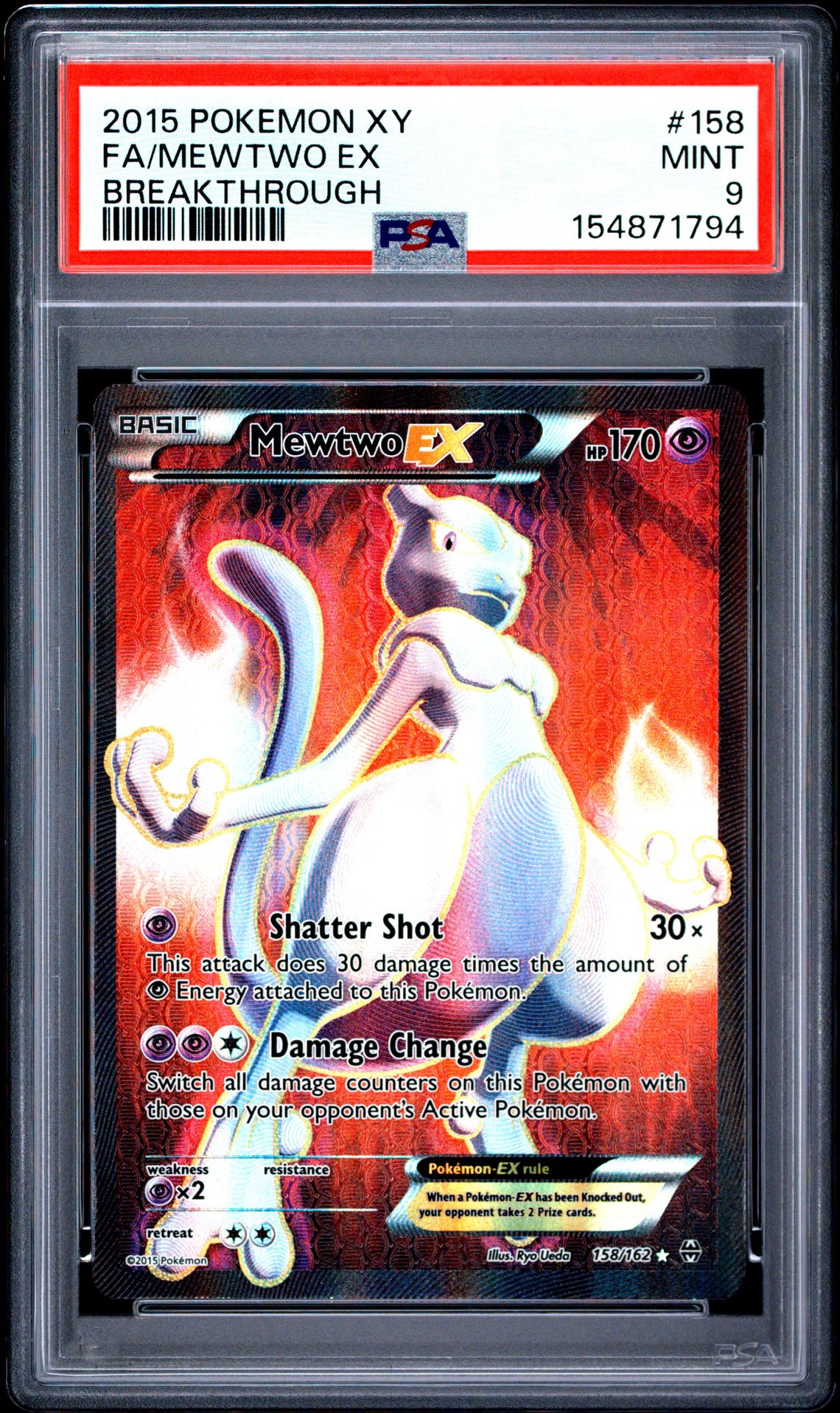 2015 Pokemon Xy Breakthrough Fa/Mewtwo Ex #158 (Breakthrough) Mint 9 front