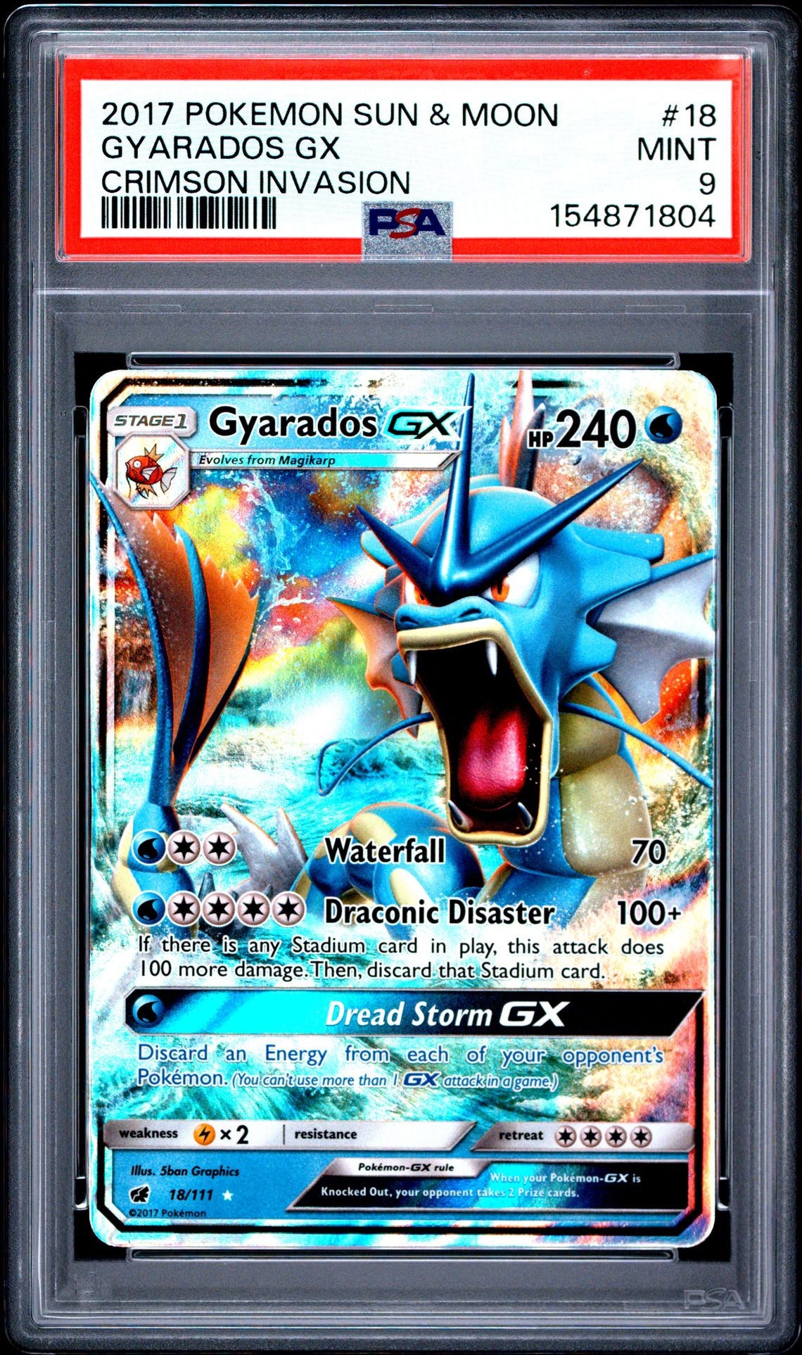 2017 Pokemon Sun & Moon Crimson Invasion Gyarados Gx #18 (Crimson Invasion) Mint 9 front