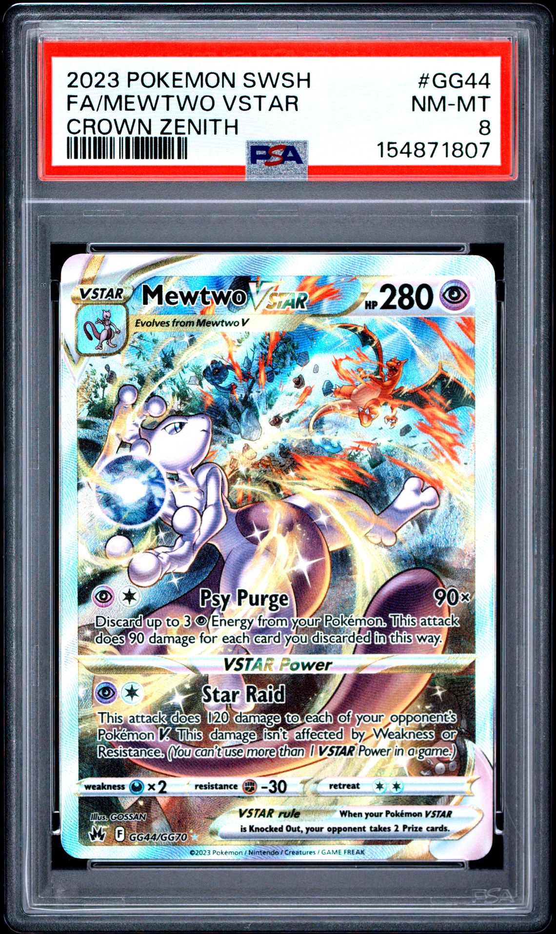 2023 Pokemon Sword And Shield Crown Zenith Fa/Mewtwo Vstar #Gg44 (Crown Zenith) Nm-Mt 8 front