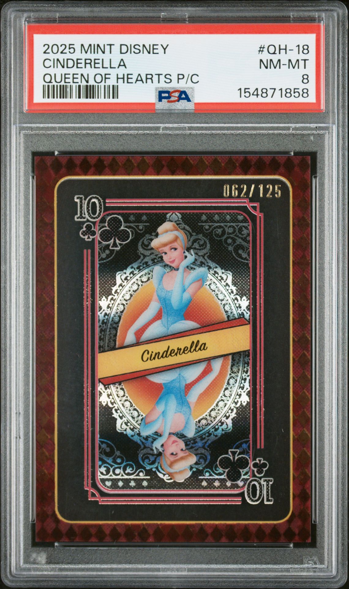 2025 Topps Mint Disney Queen Of Hearts Playing Card Cinderella #Qh-18 Nm-Mt 8 front